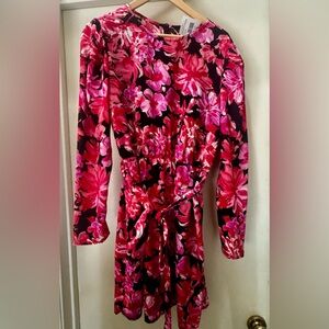 Fraiche Vibrant Floral Long Sleeve Mini Dress size X-Large